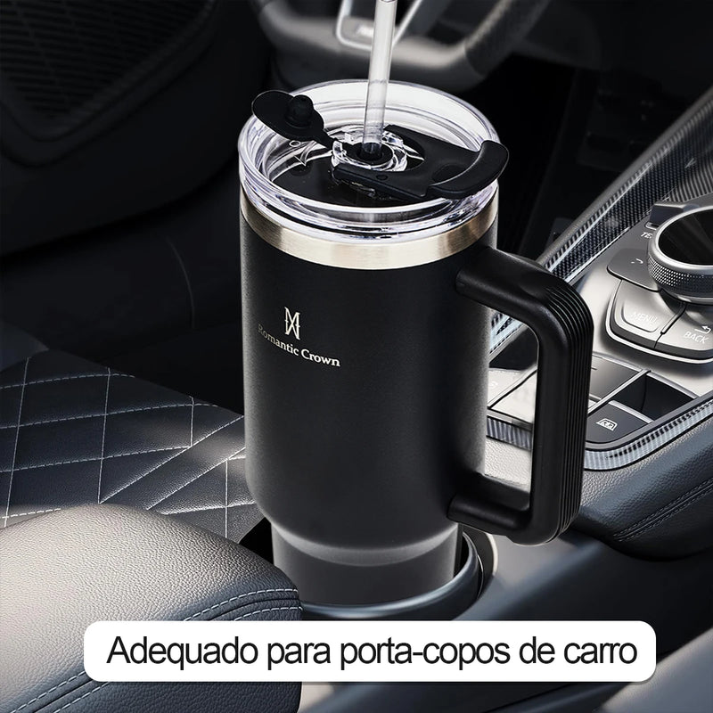 Copo Térmico Crown de Aço Inoxidável 304 com Canudo