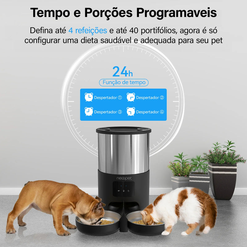 Alimentador automático para gatos e cães 5L inteligente para animais de estimação, Dispensador de alimentos com gravador de microfone Temporizador