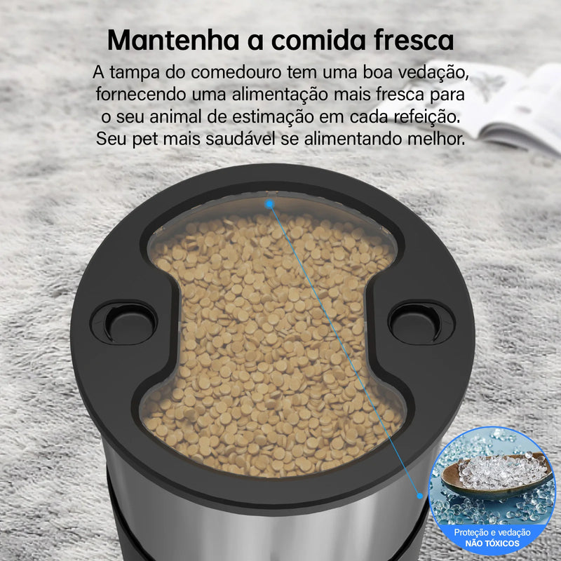 Alimentador automático para gatos e cães 5L inteligente para animais de estimação, Dispensador de alimentos com gravador de microfone Temporizador